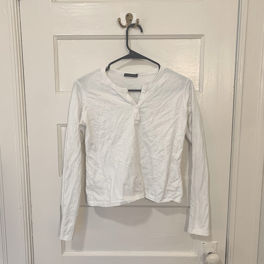 Brandy Melville Henley Long Sleeve Croptop